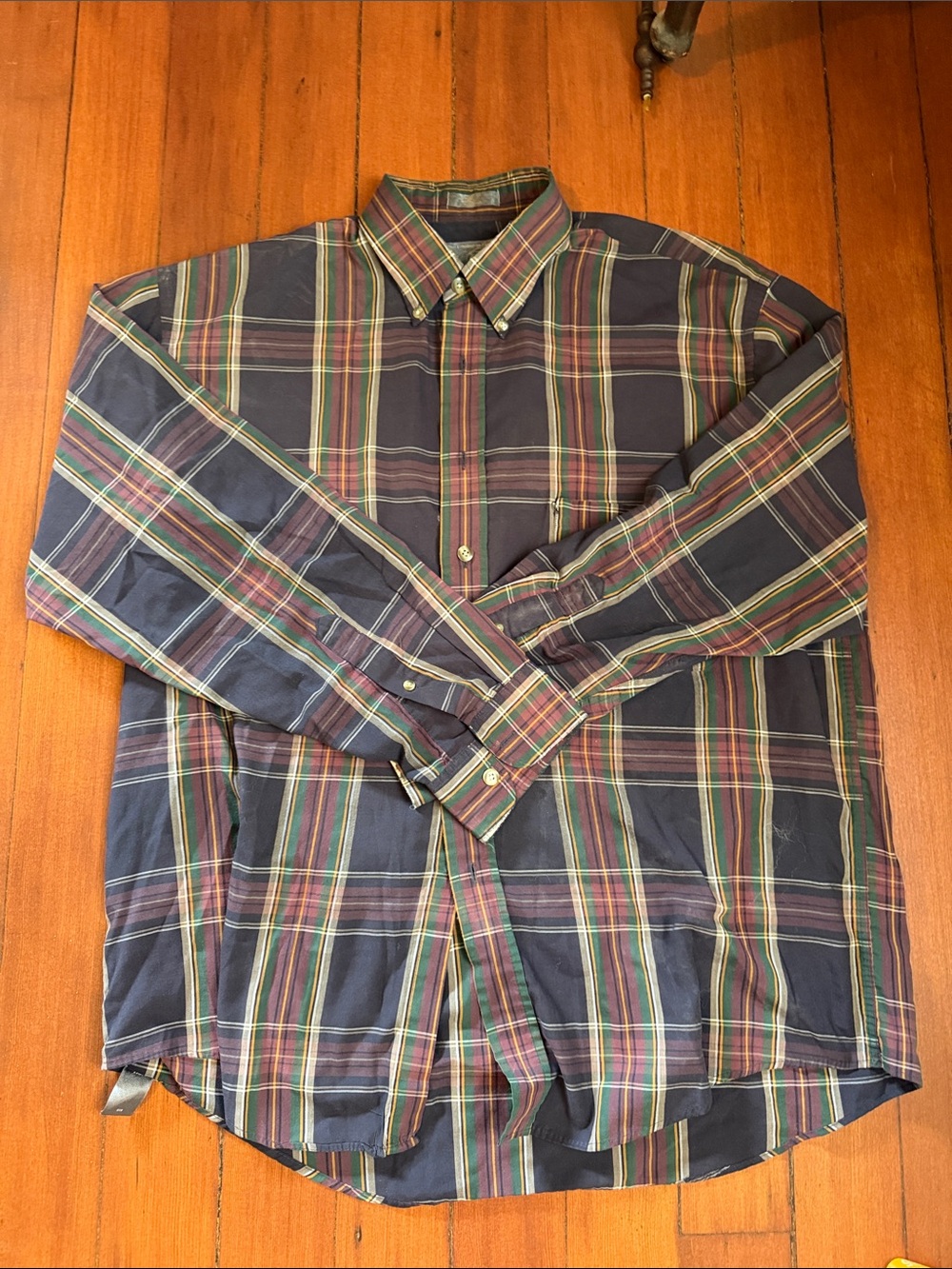 Mens Large Vintage Soft Lightweight LS Button Up